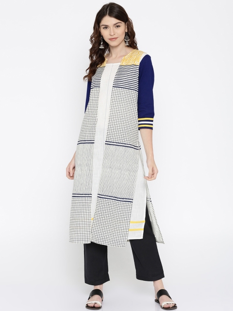 

RANGMANCH BY PANTALOONS Women Off-White Printed A-Line Layered Kurta with Jacket