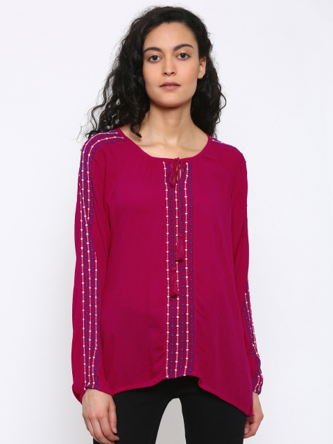 

AKKRITI BY PANTALOONS Women Pink Self-Design Top