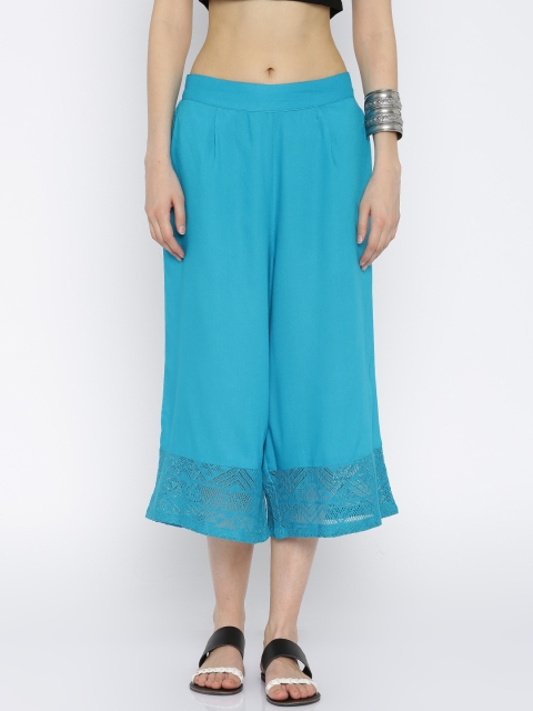 

AKKRITI BY PANTALOONS Women Blue Solid Culottes