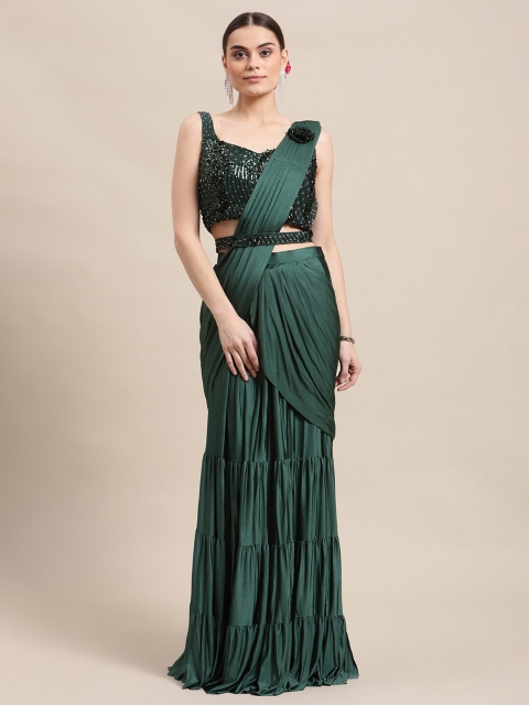 

Grancy Green Ready to Wear Solid Saree