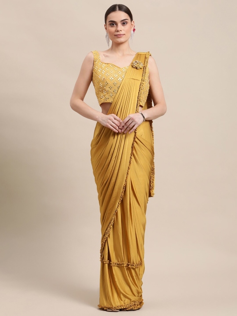 

Grancy Mustard & Gold-Toned Ready to Wear Saree