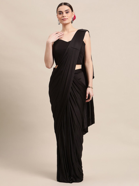 

Grancy Black Solid Ready to Wear Saree