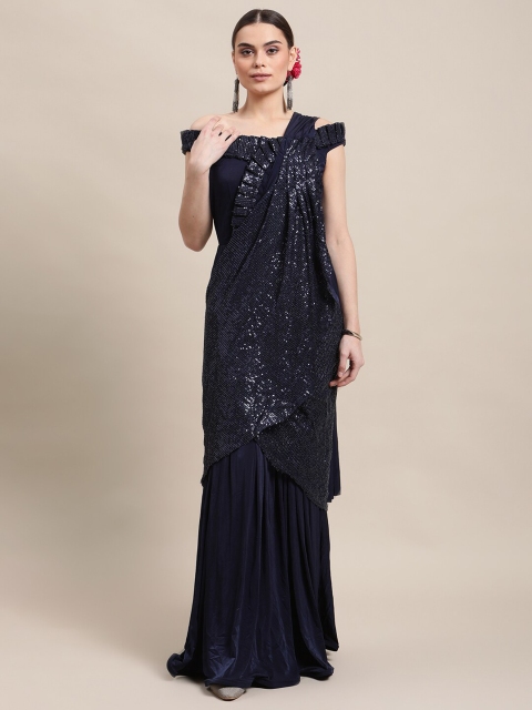 

Grancy Navy Blue Embellished Ready to Wear Saree