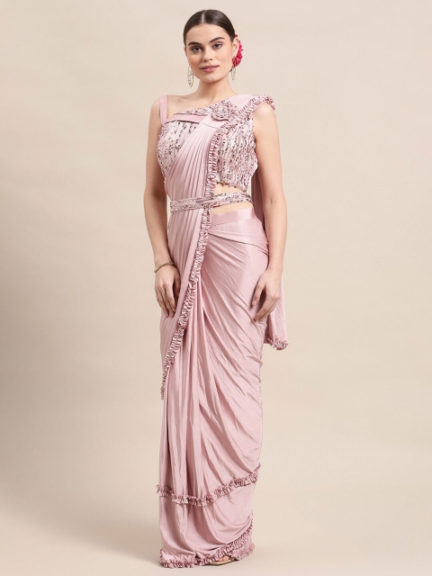 

Grancy Pink Ready to Wear Solid Saree