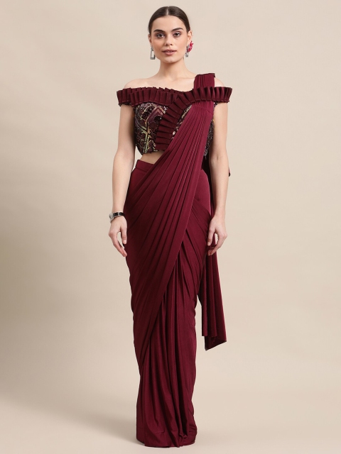 

Grancy Burgundy Embellished Ready to Wear Saree