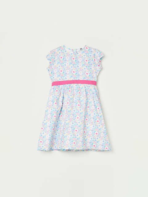 

Fame Forever by Lifestyle Girls White & Blue Floral Printed Fit & Flare Dress