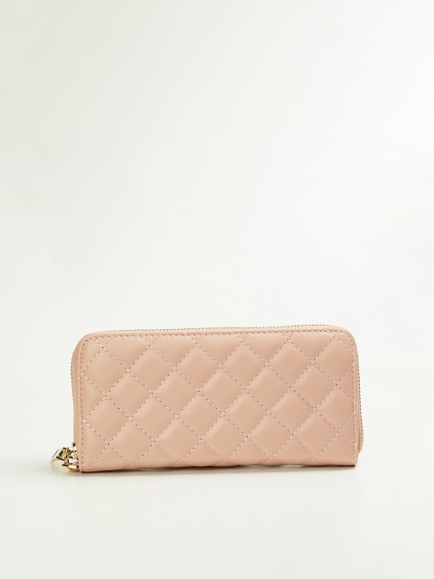 

Ginger by Lifestyle Women Pink Geometric Textured Zip Around Wallet