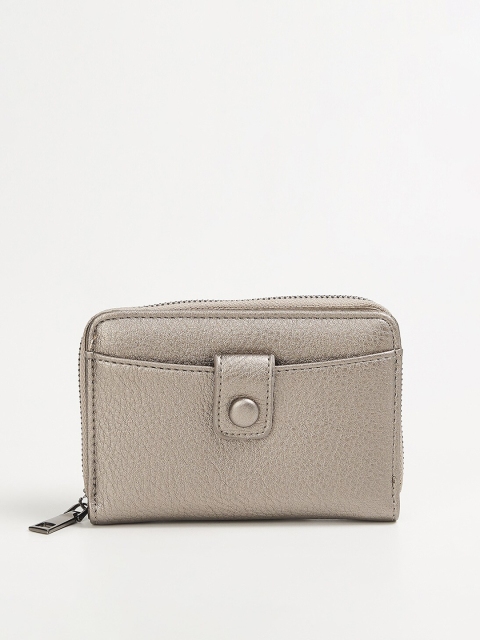 

Ginger by Lifestyle Women Grey Textured Zip Around Wallet