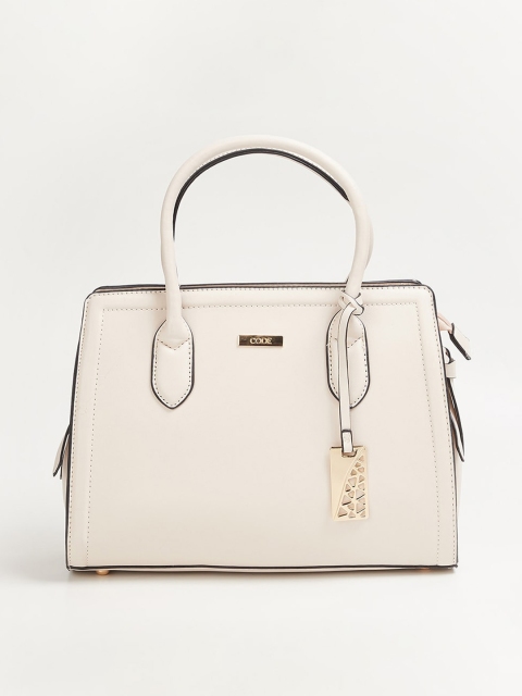 

CODE by Lifestyle Beige Structured Handheld Bag with Tasselled