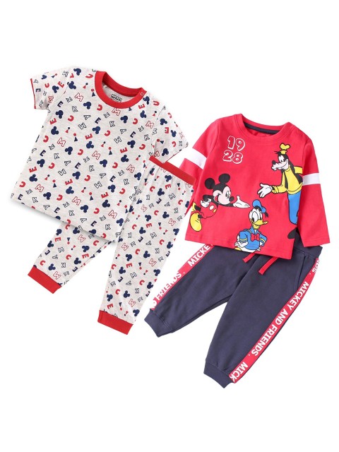 

Disney Boys Pack of 2 Grey & Red Printed T-shirt with Trousers, Multi