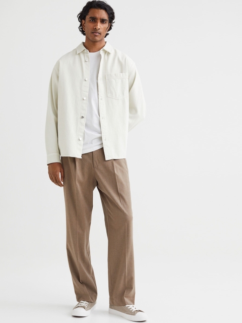 

H&M Men Beige Straight Fit Suit Trousers