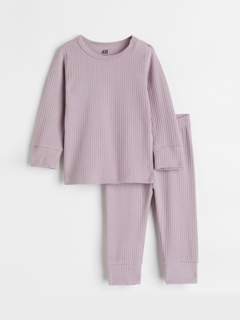 

H&M Girls Purple Ribbed Cotton Set