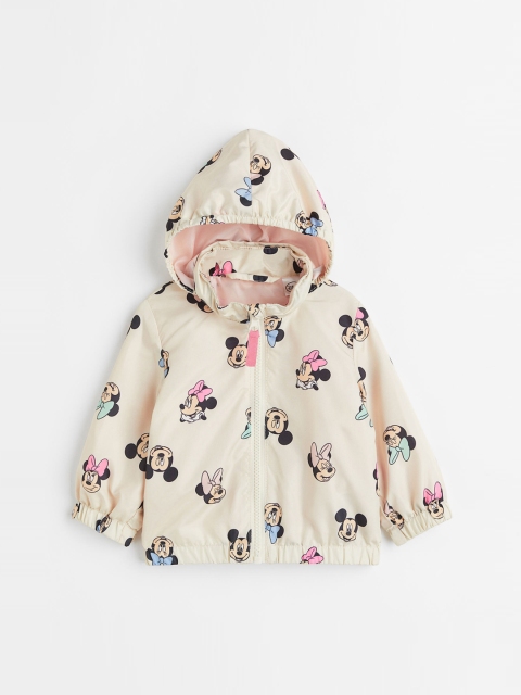 

H&M Girls White Hooded Patterned Jacket