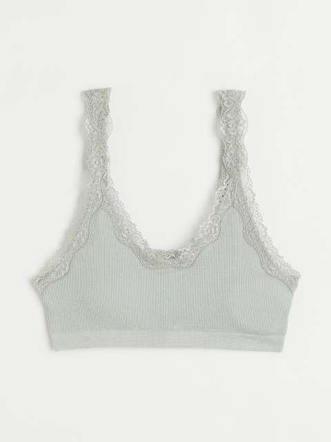 

H&M Green Lace-Trimmed Padded Bra