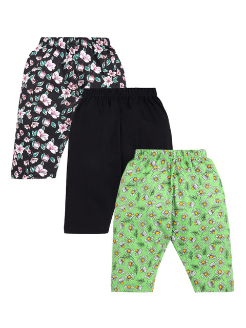 

Hopscotch Girls Pack of 3 Ankle Length Pure Cotton Leggings, Black