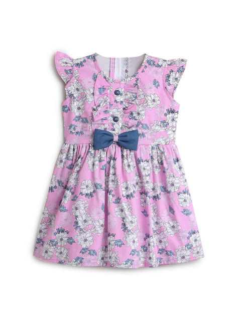 

Hopscotch Girls Pink Floral Printed Dress