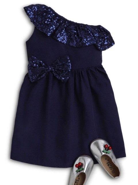 

Hopscotch Girls Blue Embellished One Shoulder Dress