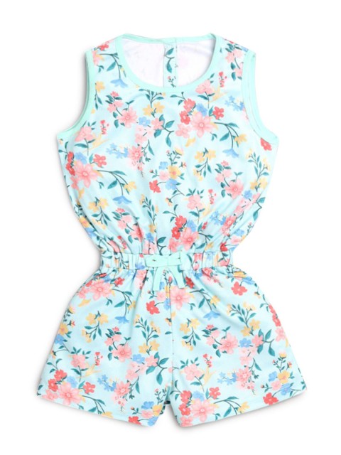 

Hopscotch Girls Green & Pink Printed Jumpsuit