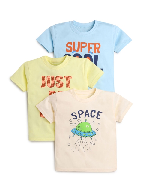 

Hopscotch Boys Multicoloured Typography Printed Pack of 3 T-shirt, Multi
