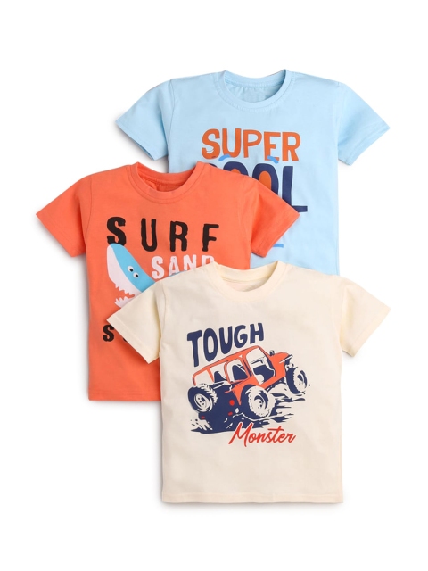 

Hopscotch Boys Multicoloured Typography 3 Printed Applique T-shirt, Multi