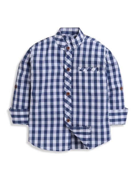 

Hopscotch Boys White & Blue Checked Casual Shirt