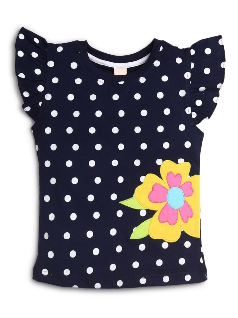 

Hopscotch Girls Blue Printed Cotton T-shirt