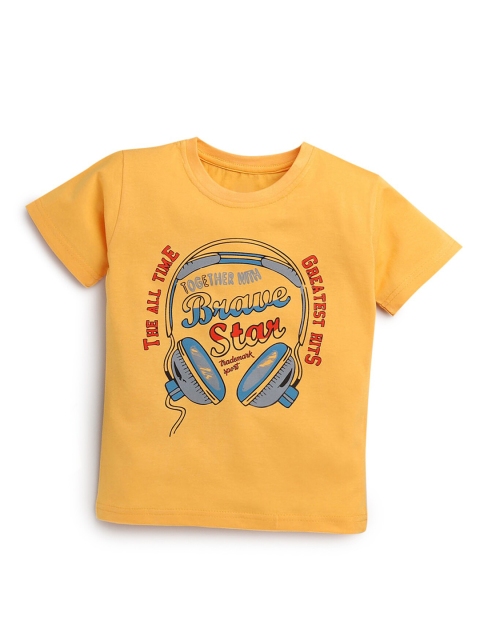 

Hopscotch Boys Beige & Yellow 3 Printed T-shirt