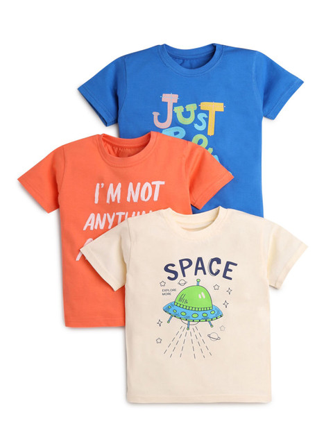 

Hopscotch Boys Multicoloured 3 Printed Polo Collar Applique T-shirt, Multi