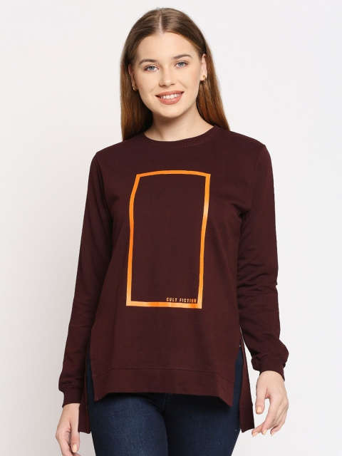 

CULT FICTION Women Maroon Printed Sweatshirt