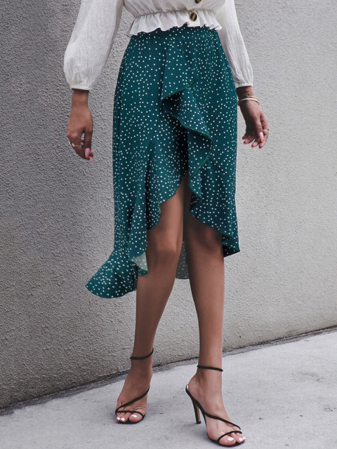 

La Aimee Women Blue Ruffled Wrap Skirts