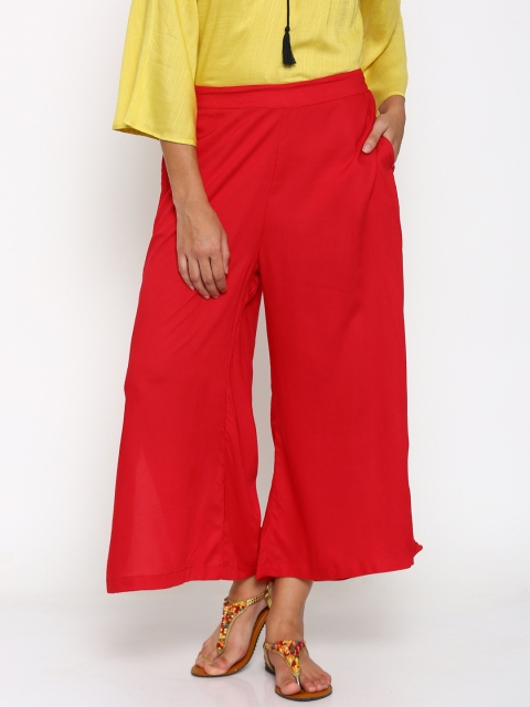 

Fusion Beats Women Red Solid Palazzo Trousers