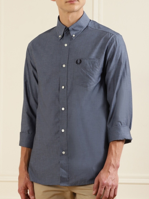 

Fred Perry Men Navy Blue Cotton Casual Shirt