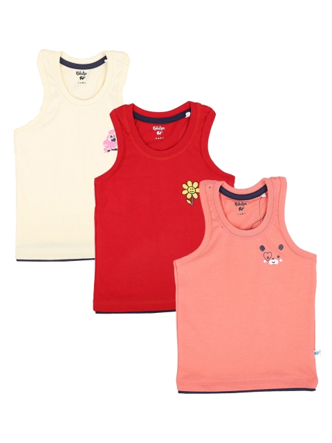 

V-Mart Infant Kids Pack Of 3 Cotton Innerwear Vests, Red