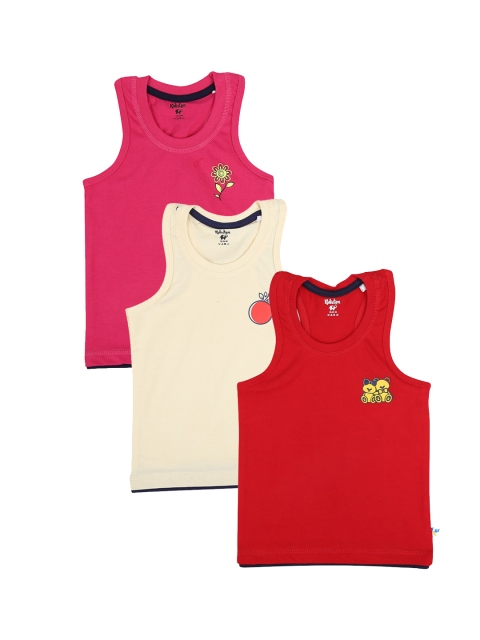 

V-Mart Unisex Kids Pink, Light Yellow and Red Innerwear Vests