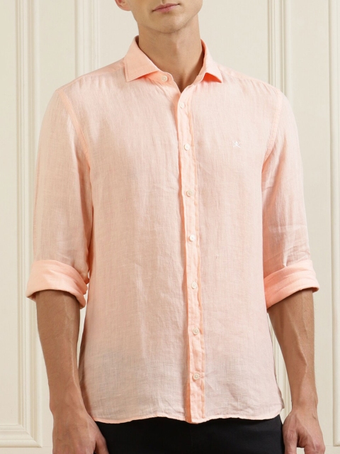 

HACKETT LONDON Men Pink Linen Casual Shirt