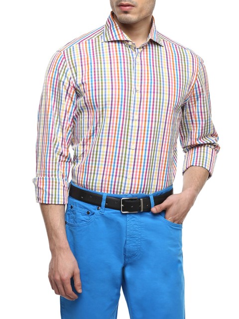 

HACKETT LONDON Men Multicoloured Checked Cotton Casual Shirt, Multi