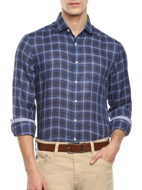 

HACKETT LONDON Men Navy Blue & White Checked Pure Cotton Casual Shirt