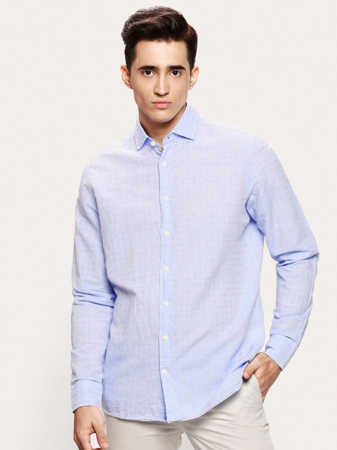 

HACKETT LONDON Men Blue Printed Cotton Casual Shirt