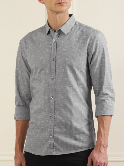 

HUGO Men Grey Printed Cotton Casual Shirt