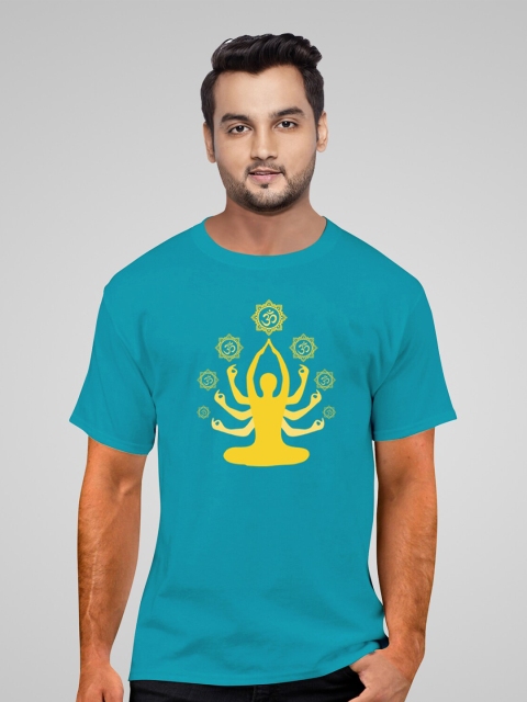 

Pootlu Men Turquoise Blue Printed T-shirt