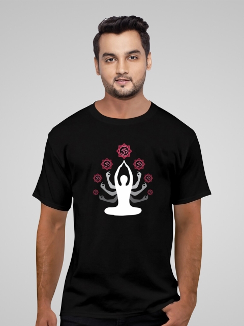 

Pootlu Men Black Printed T-shirt