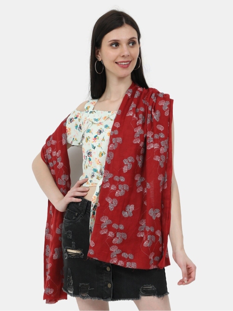 

thickskin Women Red & White Printed Cotton Stole