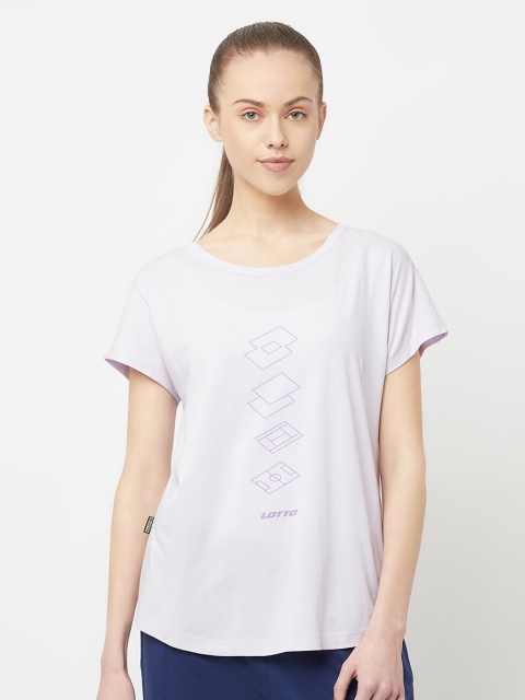 

Lotto Women Lavender Brand Logo Printed Extended Sleeves Loose Outdoor T-shirt