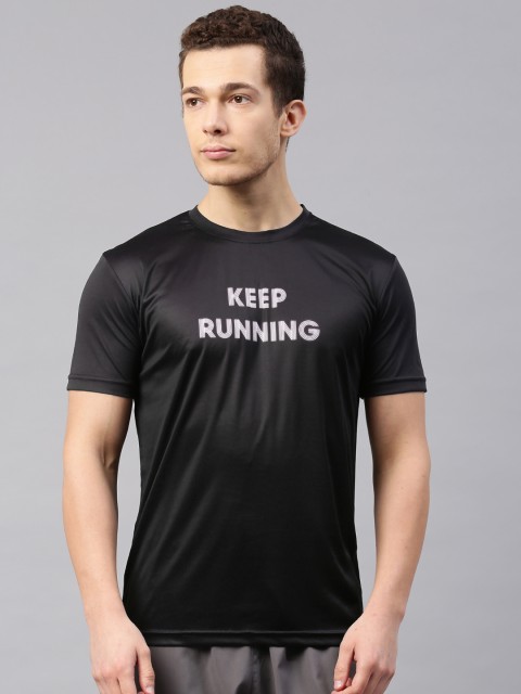 

HRX by Hrithik Roshan Men Black Solid Round Neck T-shirt