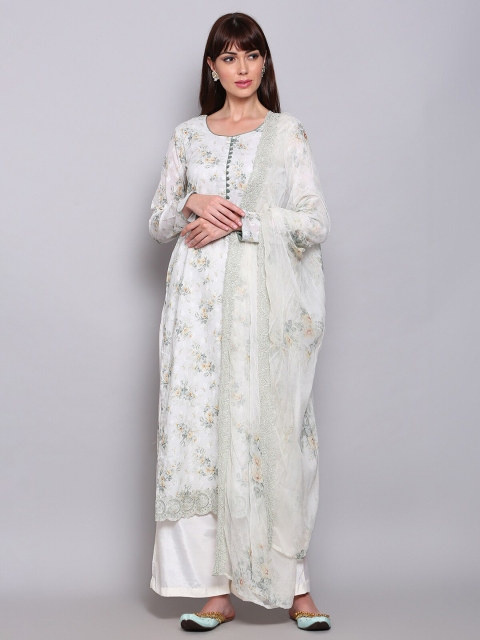 

Stylee LIFESTYLE Off White & Green Printed Unstitched Dress Material