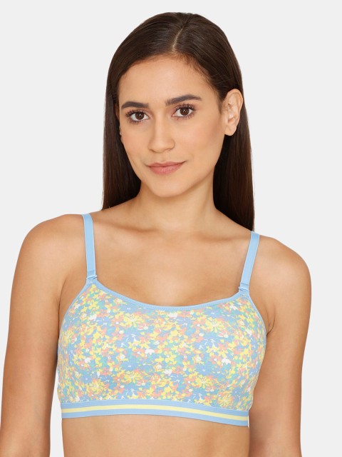 

Zivame Blue & Yellow Floral Lightly Padded Non-Wired Bra