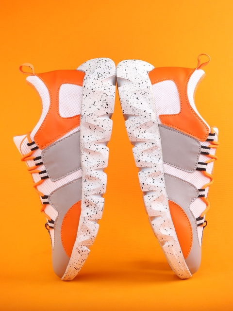

Woakers Men Orange Colourblocked Sneakers