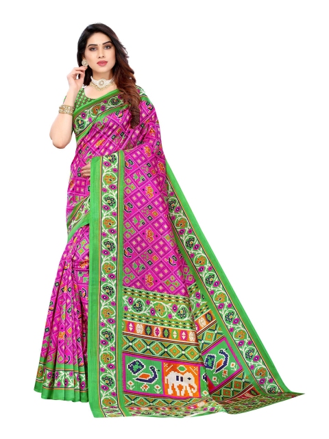 

AADVIKA Purple & Green Ethnic Motifs Mysore Silk Saree