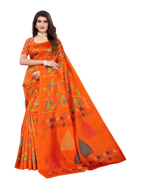 

AADVIKA Orange & Green Art Silk Mysore Silk Saree