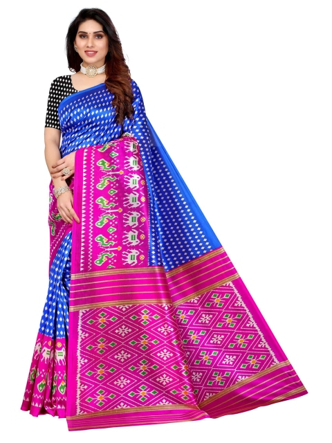 

AADVIKA Blue & Pink Floral Art Silk Mysore Silk Saree